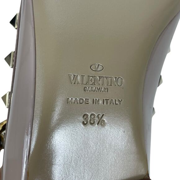NEW Valentino Garavani Rockstud Caged Paten Leather Flats Pink Size 38.5 - Picture 12 of 15
